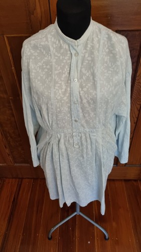Paul Smith 16 ( 48 ) Pale Blue cotton/ linen mandarin collar shirt dress pockets - Picture 2 of 8