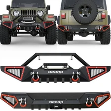 Front / Rear Bumper for 1987-2006 Jeep Wrangler TJ YJ W/ Winch Plate D-Ring