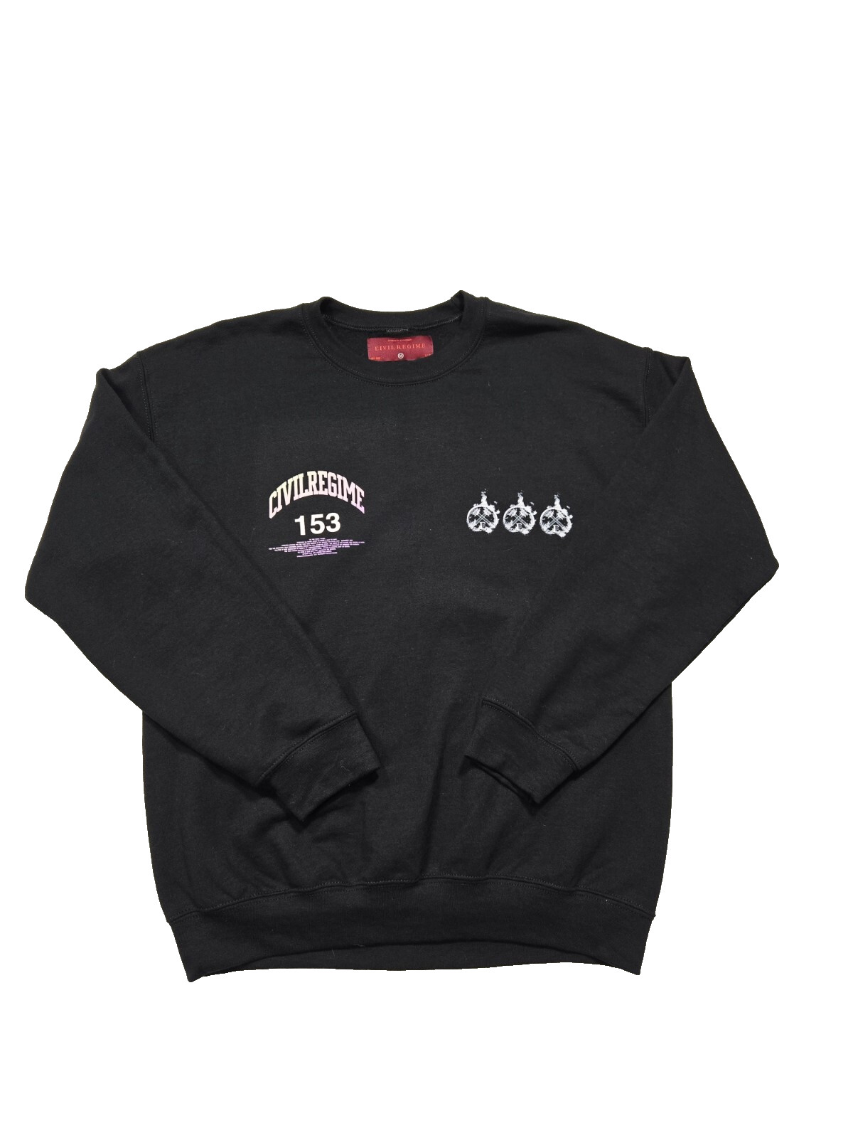 Civil Regime Sweatshirt Unisex Black Medium 206 Blooming Through Chaos Crewneck