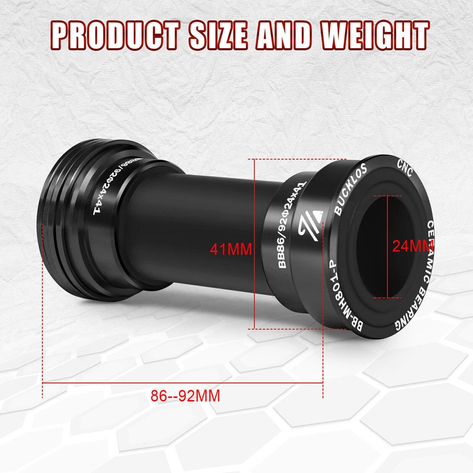 BUCKLOS Ceramic/Steel Bearing Bottom Bracket 86/92mm Threaded MTB Road Bike BB - Image 3 of 4