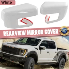 White Side Door Mirror Cover Cap For 2021-2024 Ford F150 F-150 W/Turn Signal Cut