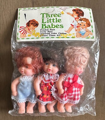 Vintage Beatoy Three Little Babes 4 inch Dolls 1983 Hong Kong NEW