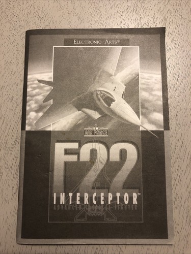 F22 Interceptor Sega Genesis MANUAL ONLY Black and White Authentic