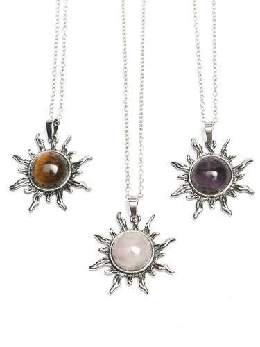 Vintage Crystal Stone Sun Pendants Chakra Energy Reiki Healing Amulet Necklace - Picture 13 of 22