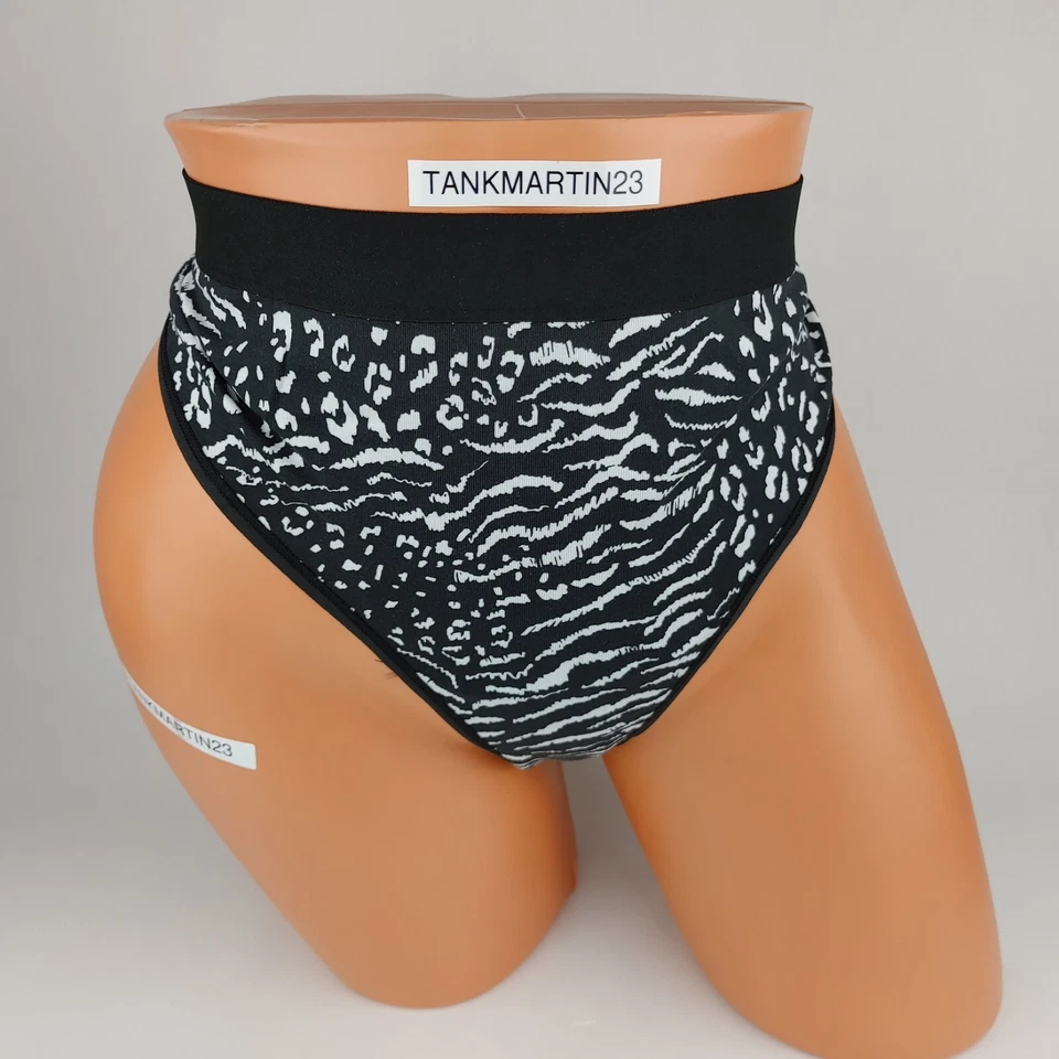 LANE BRYANT CACIQUE PLUS 18/20 COTTON THONG PANTY Black White Animal Print - Image 2 of 4