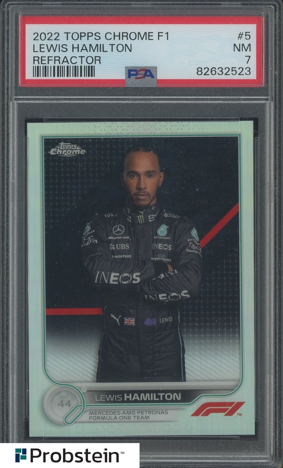 2022 Topps Chrome F1 Racing Refractor #5 Lewis Hamilton PSA 7 NM