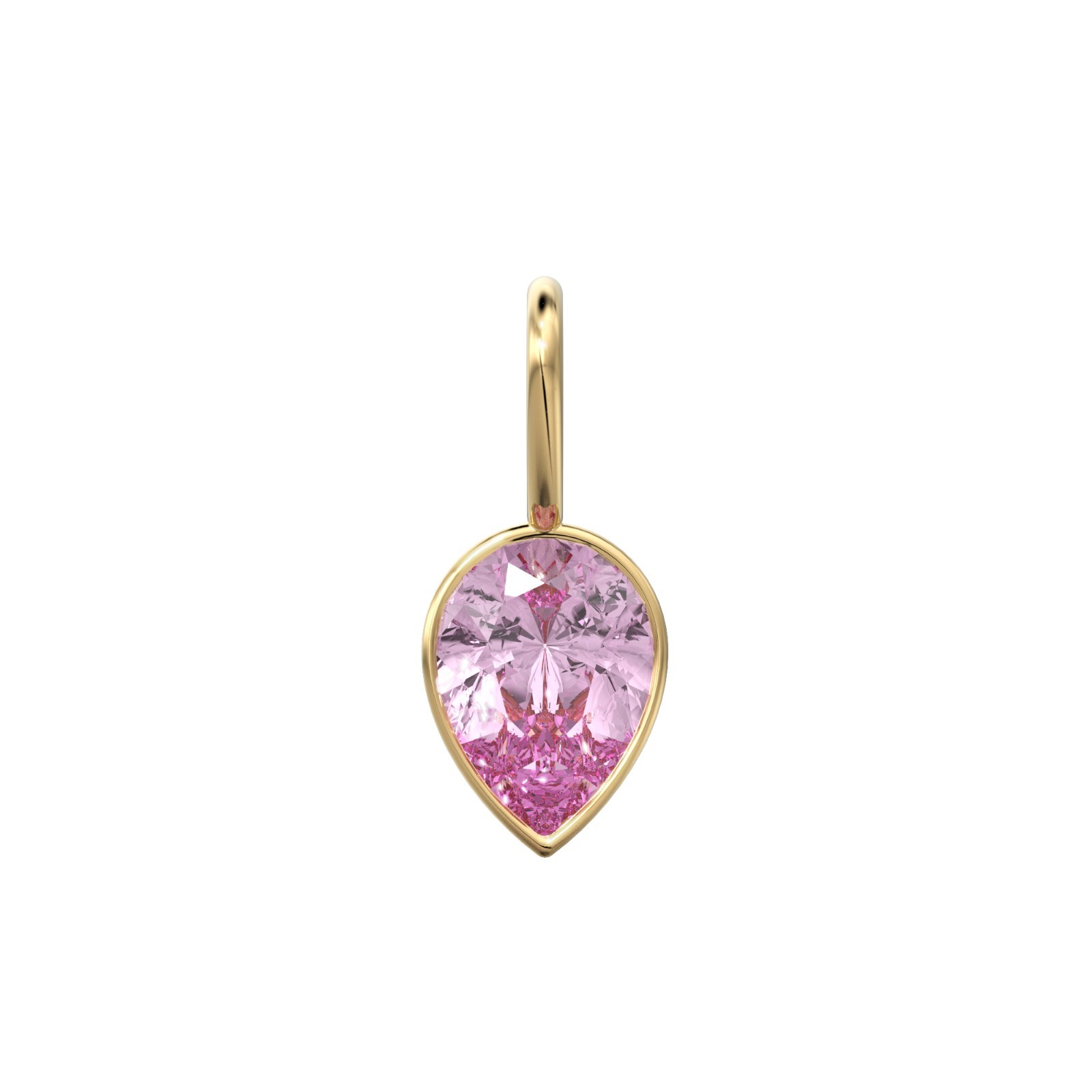 7mm Natural Pink Tourmaline Charm 14k Gold October Birthstone Pendant Jewelry