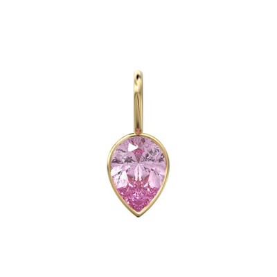 7mm Natürlicher Rosa Turmalin Charm 14k Gold Oktober Geburtsstein Anhänger Schmuck