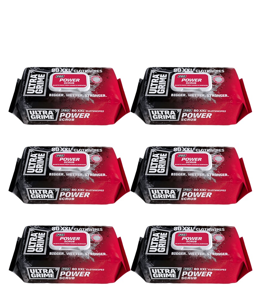 Ultra Grime Power Scrub XXL Cloth Wipes 80 Pack - Box of 6