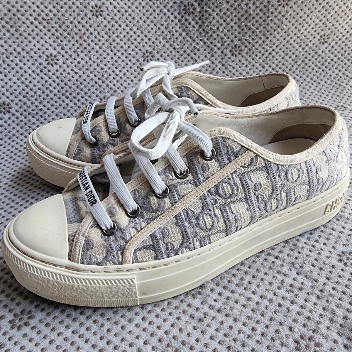 DIOR スニーカー　36 クリスチャンディオール レザー×ファブリック スニーカー 36