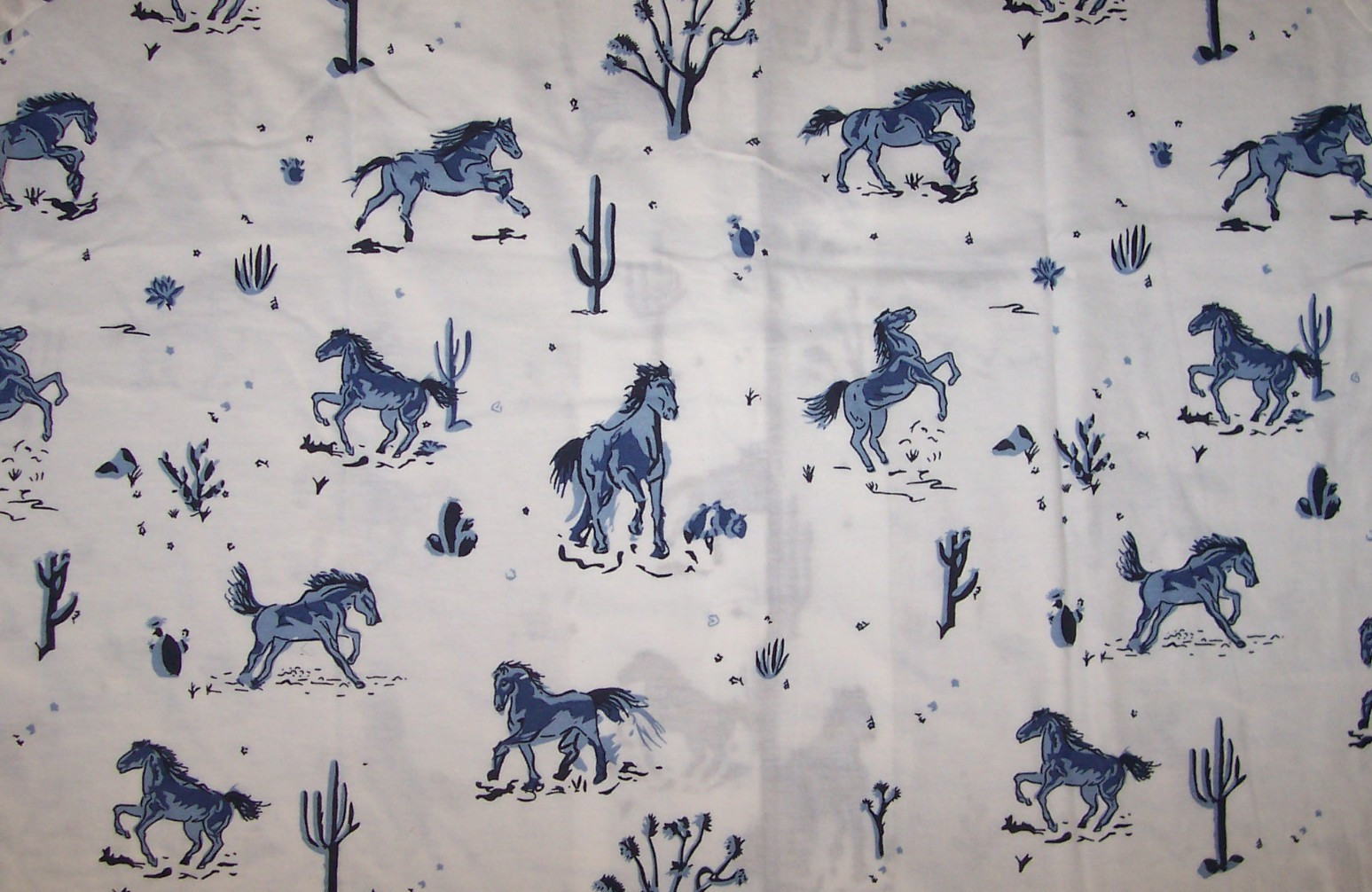 NWT PJ Salvage White/Blue DESERT DAZE HORSES Knit Pajama/Lounge Set Women's M