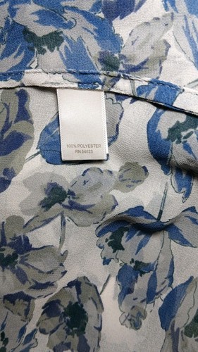 BANANA REPUBLIC Tie hem Floral Blouse Chiffon Collared Long sleeved Sheer Size 0 - Picture 13 of 17
