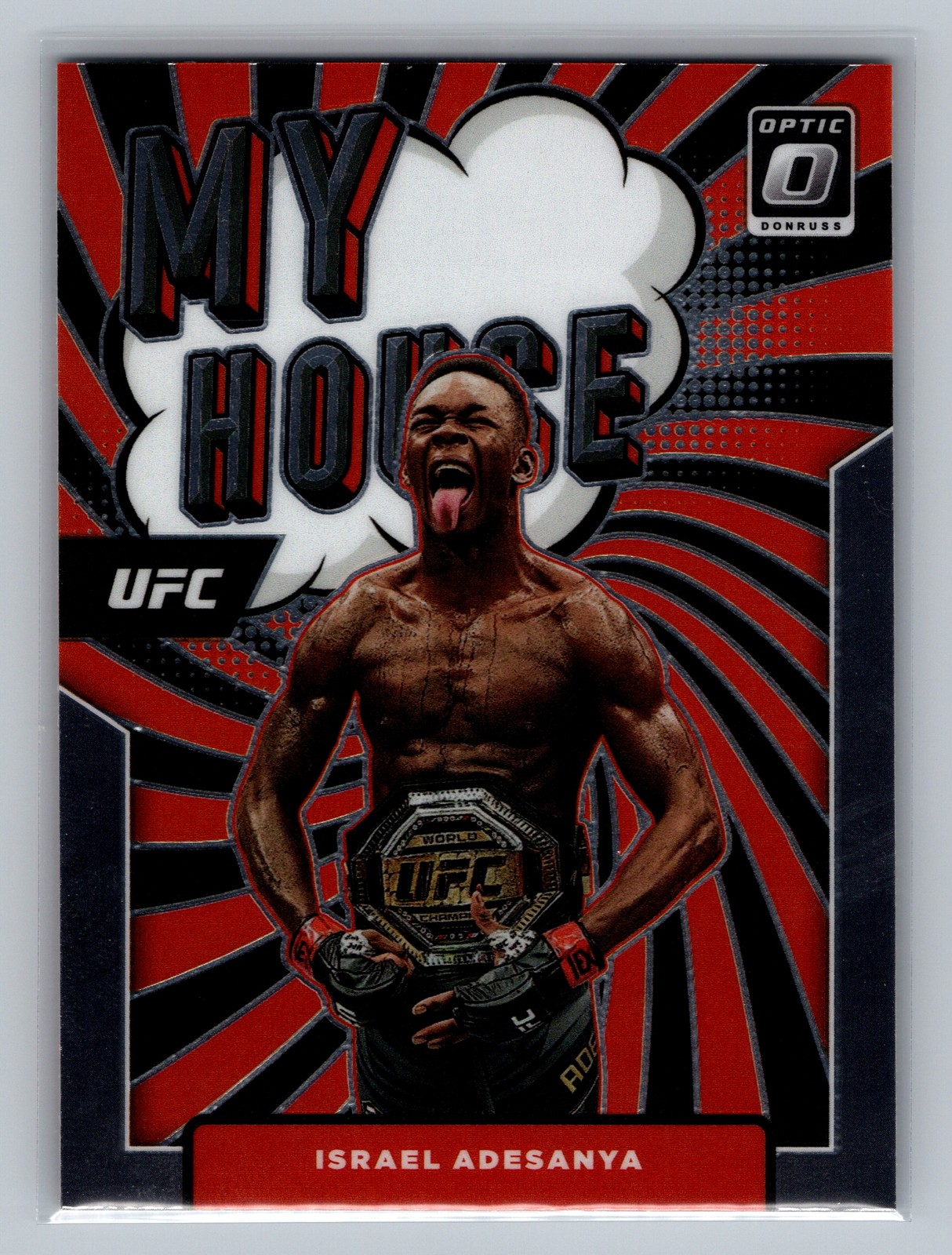 Israel Adesanya #24 Ufc Cards 2022 Panini Donruss Optic UFC My House trading card — raw and PSA graded price guide
