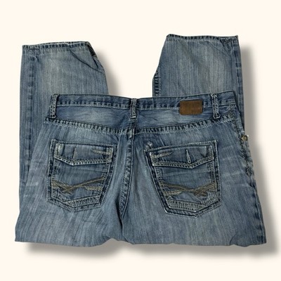 BKE Denim Derek Men s Jeans 40R (40X26) Work Beat Up Distress Hemmed Flaws