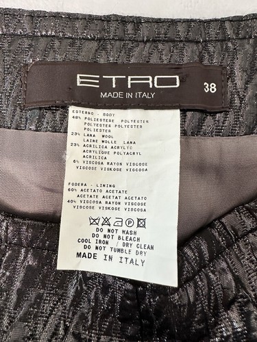 ETRO Dark Silver Wool Blend Knee Length Skirt Size 38 - Picture 8 of 11