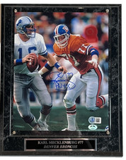 Karl Mecklenburg Autographed/Inscribed Denver Broncos 8x10 Photo /plaque BAS COA