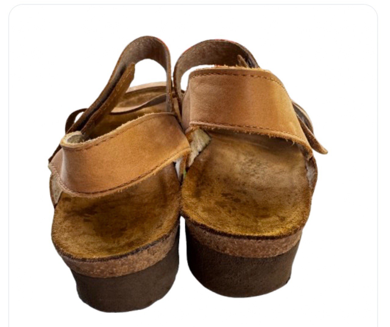 SAOLA Sandali donna Naot Kayla taglia 6 pelle marrone suola EVA scarpe zeppa sughero