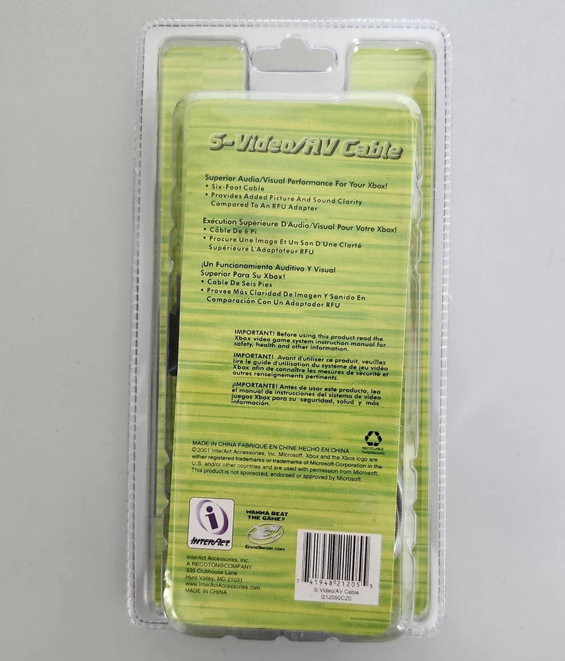 InterAct S-Video AV Cable for Microsoft Xbox Original Brand New - Image 2 of 3