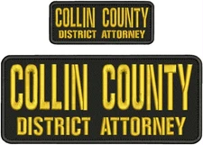 COLLIN C  D A Embroidery patches 4x10 and 2x5 hook on back GOLD ON BLACK