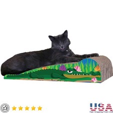 Crocodile Cat Scratcher W/ Catnip Corrugated Cardboard Toy Scratching Playing US