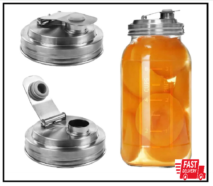 2 Pack Wide Mouth Mason Jar Stainless Steel Pour Spout Lid, 