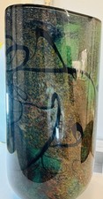 NEMTOI/SIGNED/LARGE/TRIANGULAR VASE/ FOREST COLORS/10/10/HEAVY/EUC