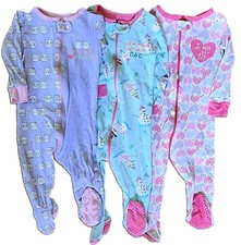 CHILDREN'S PLACE Baby Girls Footed Pajamas Lot of 3 Pink/Blue/Purple 6-9 month