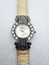 VTG Rumours Quartz Watch Silver Marcasite Mayan Aztec hieroglyphs Moti Style