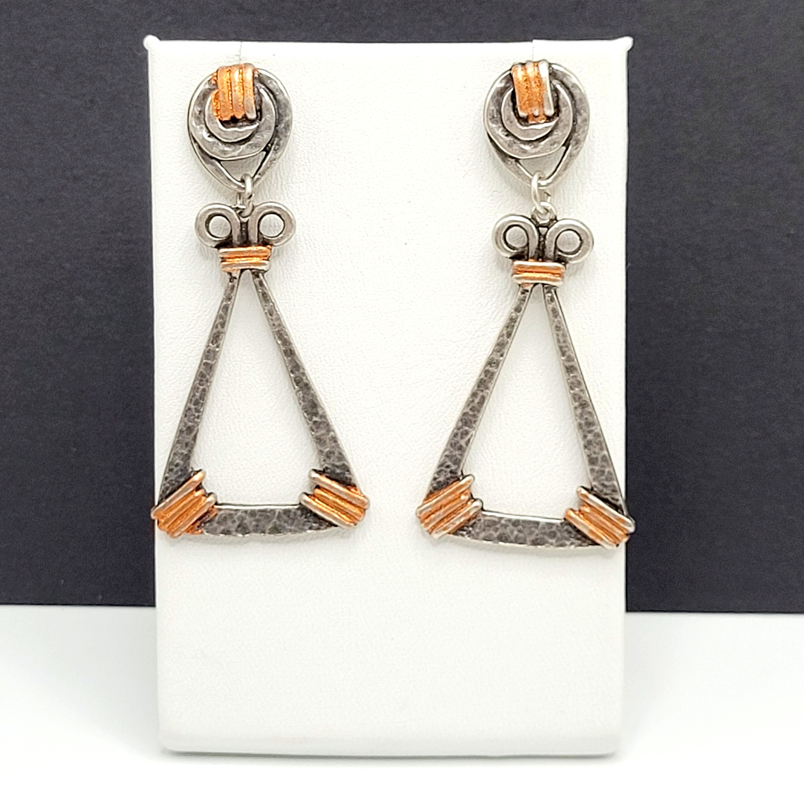 Triangle Shape Geometric Hammered Dimpled Copper … - image 11