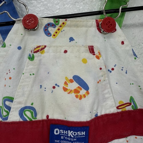 Vtg 90's OshKosh Baby Primary Color Overalls 6/9 Month USA - Picture 3 of 14