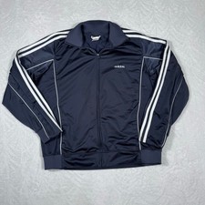 Vintage Adidas Men's Medium Track Jacket Navy Blue Activewear 3 Stripes Y2K