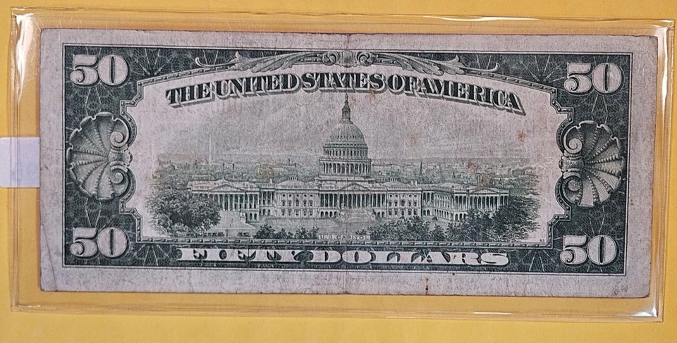 1929 Series Fifty Dollar National Currency $50 FR Bank of Cleveland OH Low S/N # - Image 2 of 2