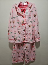 P.J. Salvage Ballet Pink Martini Candy Flannel Pajama Set Women XS Tini Time