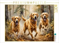 Calvendo Puzzle Labrador Retrievers Gallop Through The Forest | 1000 Pieces, Fin