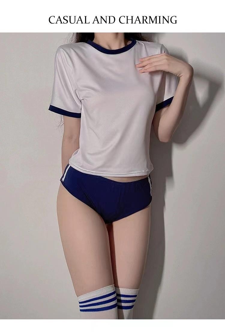 Japanese School Uniform Women Cosplay Costume Sportwear T Shirt Shorts Socks image 10