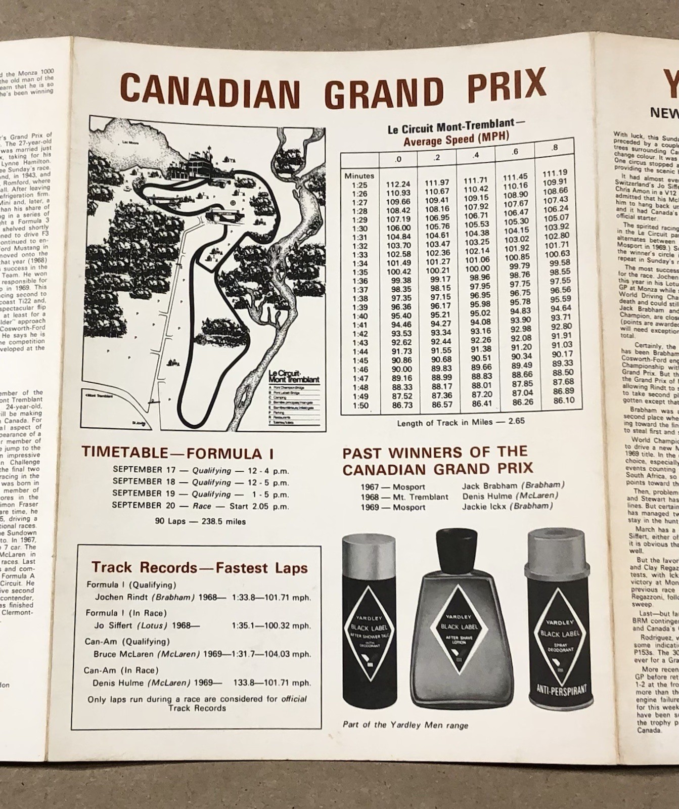 Vintage 1970 Yardley Team BRM News Briefing Press Kit—Grand Prix Of Canada
