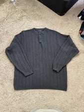 Vintage Studio Bill Blass Men’s Large Knit Sweater In Dark Gray Made In USA