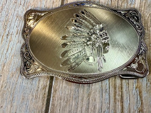 Gorgeous Lazy K Native American Indian In Head Dress Vintage Belt Buckle In Case - Picture 14 of 22
