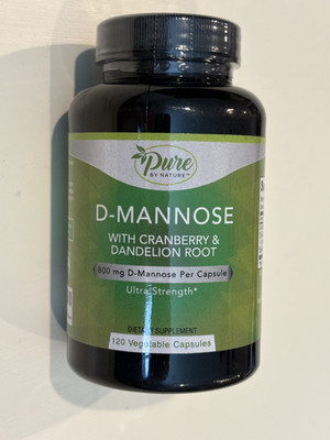 Pure By Nature D-MANNOSE Cranberry Dandelion Root SUPPLEMENT Exp 08/27 SEALED