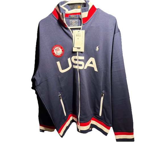 NWT Ralph Lauren Mens 2022 USA Olympics Zip Up Team Track Style Jacket RARE - Afbeelding 2 van 10