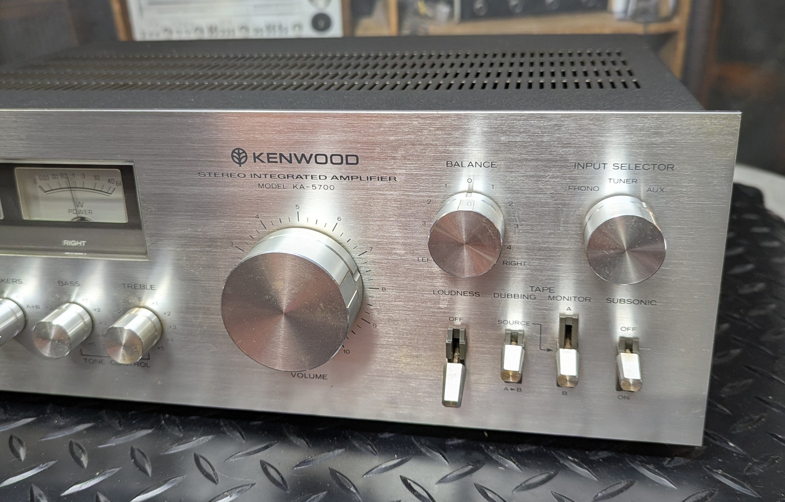 Kenwood KA-5700 integrated amplifier with analog watt meters. Classic silver