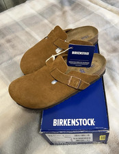 Birkenstock Boston Soft Footbed Suede Leather Clog Shoes - Mink