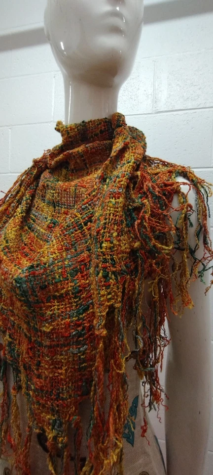 Винтажный надежном коричневый вязаный шарф хиппи унисекс земли цвета городской шик 1990-х - Изображение 3 из 4