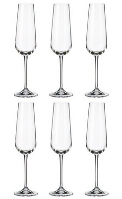 BOHEMIA SET 6 FLÖTENGLÄSER 220 ML AUS TRANSPARENTEM KRISTALL - ARDEA