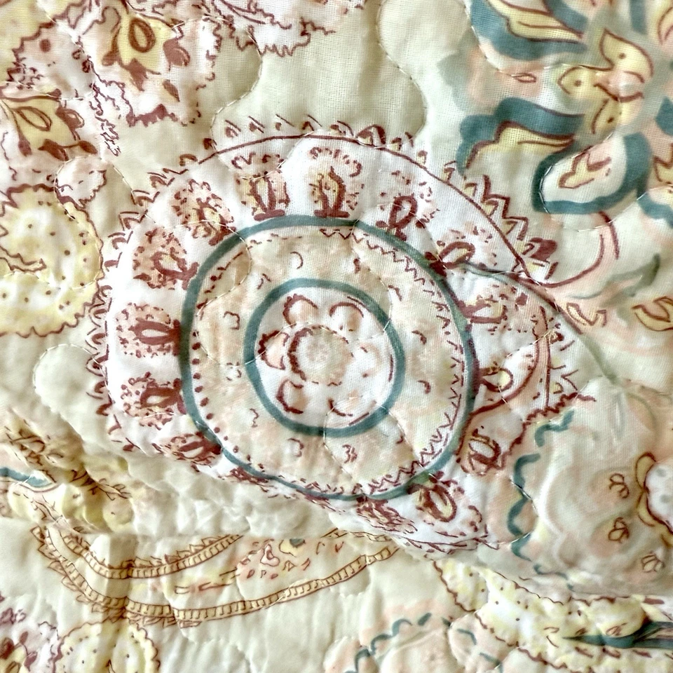 Juego de edredón y 2 farsas florales cachemira crema reina 92x90 100 % algodón OKEO-Tex 3 piezas Foto 4 de 4