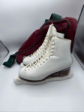 DON JACKSON White Leather Figure Skates 10 1/4 blade-Women  s 8