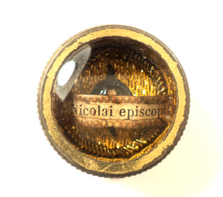 ANTIQUE RELIQUARY w RELIC RELIQUE SAINT NICHOLAS bishop /S. NICOLAI EPISCOPI