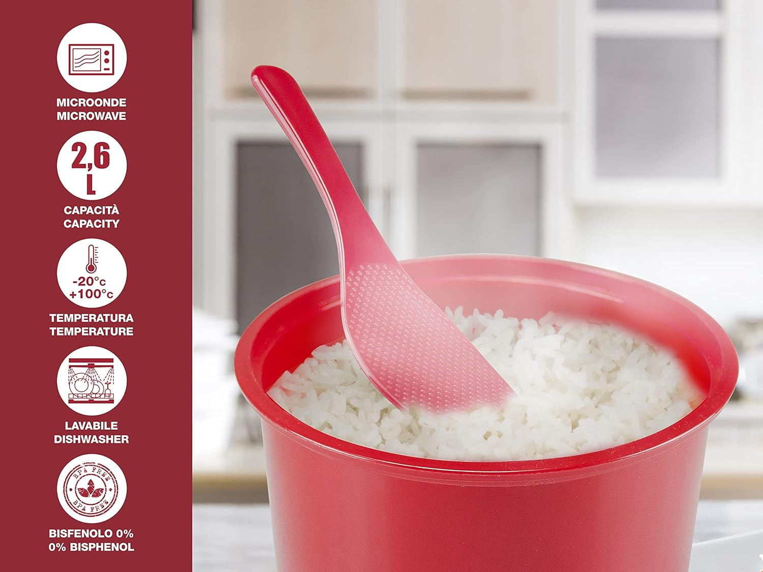 C106CAS001 Cuociriso Microonde 2.6L Beper - Riso Perfetto in 10 Minuti - 2