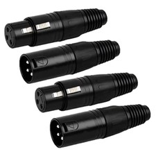 4 Stück 3-polige XLR-Anschlüsse Mikrofonkabelstecker Buchsen schwarz