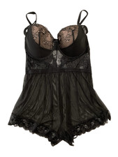 Frederick  s Hollywood Lace Teddy Lingerie Keyhole Padded Underwire Black XL 0206